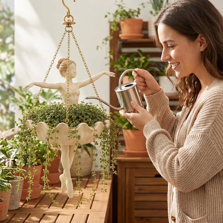 Ballet Dancer Hanging Planter – Graceful Artistry, Living Greenery 🩰🌿