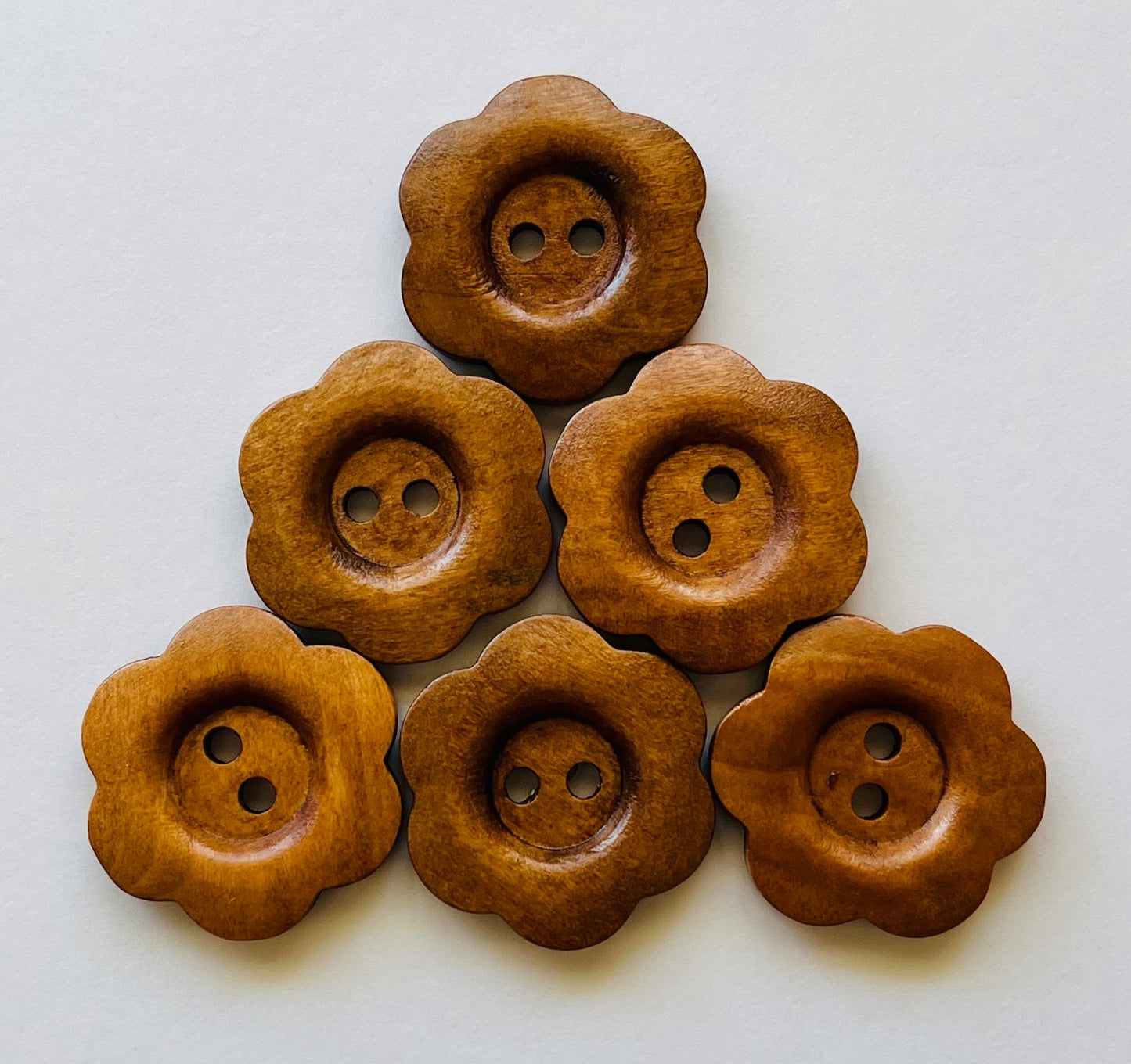 Rustic Flower Wooden Buttons, 25mm Vintage Style