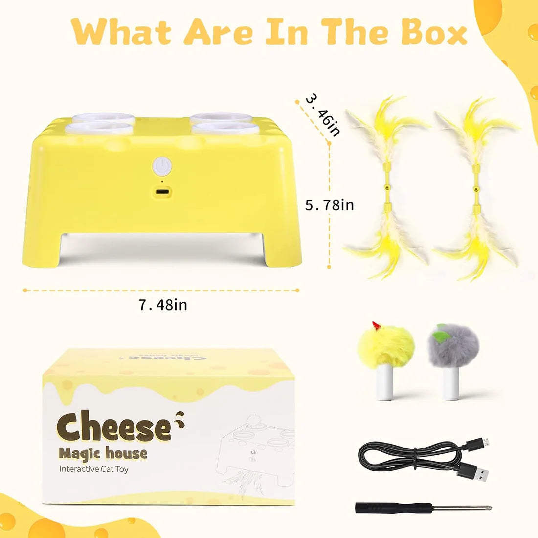🧀😺Interactive Cat Toy – 3 Modes, 4‑Hole Whack‑a‑Mole
