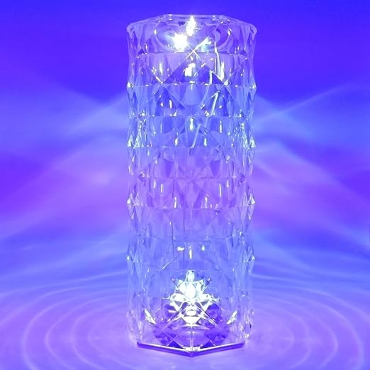🌹Crystal Rose Table Lamp – Touch Control, 3 Colors, USB-C Rechargeable (2000mAh), Dimmable LED Nightstand Light
