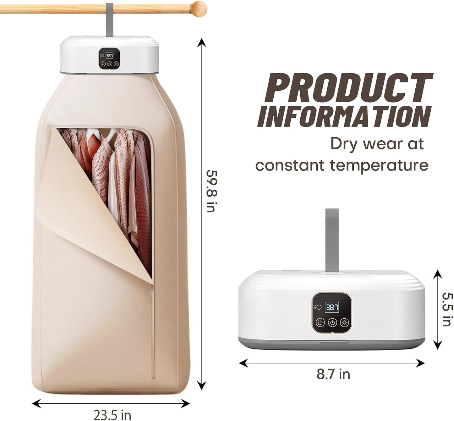 🌀 Portable Foldable Clothes Dryer – Compact, Remote Control, UV Hygiene, Ideal for Travel & Small Spaces
