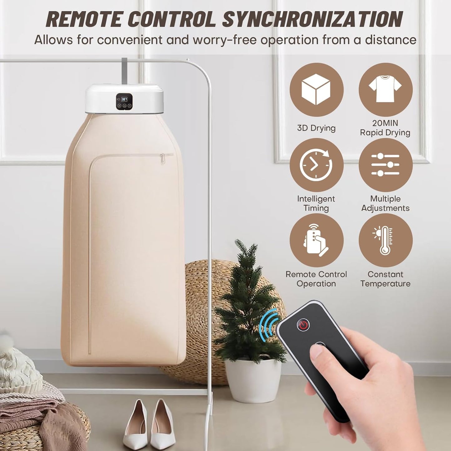 🌀 Portable Foldable Clothes Dryer – Compact, Remote Control, UV Hygiene, Ideal for Travel & Small Spaces