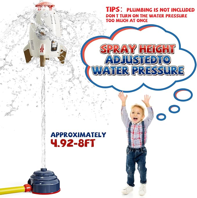 🚀Water Rocket Sprinkler for Kids – Launches 9‑16ft, Spins & Sprays, Perfect for Backyard Summer Play