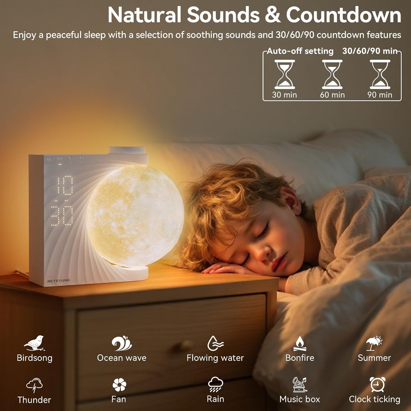 🌙 Multifunction Sunrise Alarm Clock – 10 Light Effects, 10 Nature Sounds, 15 Ringtones