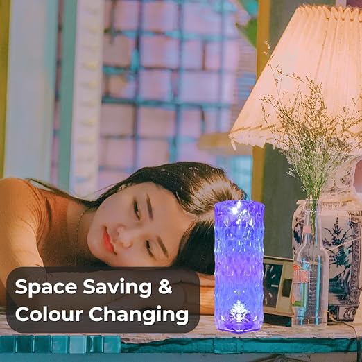 🌹Crystal Rose Table Lamp – Touch Control, 3 Colors, USB-C Rechargeable (2000mAh), Dimmable LED Nightstand Light