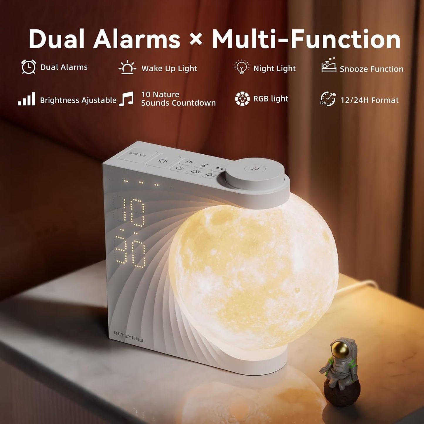 🌙 Multifunction Sunrise Alarm Clock – 10 Light Effects, 10 Nature Sounds, 15 Ringtones