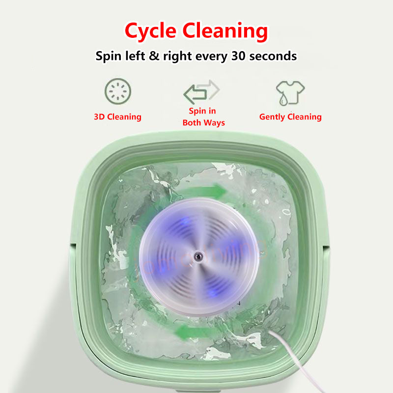 🌀 Portable Ultrasonic Mini Washer – USB Powered, Low Noise, Compact Cleaner for Underwear & Socks