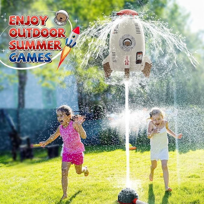 🚀Water Rocket Sprinkler for Kids – Launches 9‑16ft, Spins & Sprays, Perfect for Backyard Summer Play