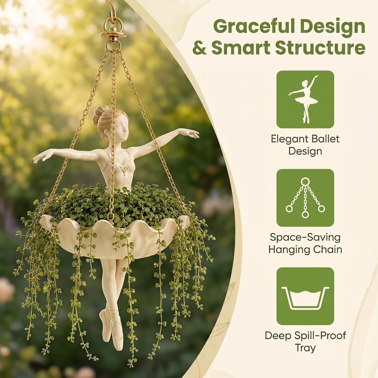 Ballet Dancer Hanging Planter – Graceful Artistry, Living Greenery 🩰🌿