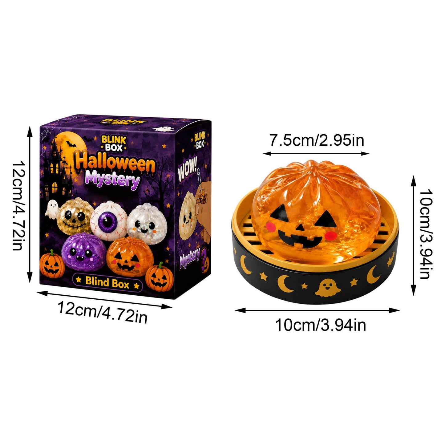 👻 Halloween Glitter Squishy Dumpling Surprise Set – 5 Spooky Styles, Perfect for Party Favors & Rewards