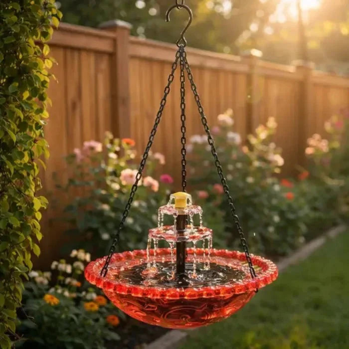 🎐☀Solar Cascade Hanging Bird Bath Fountain