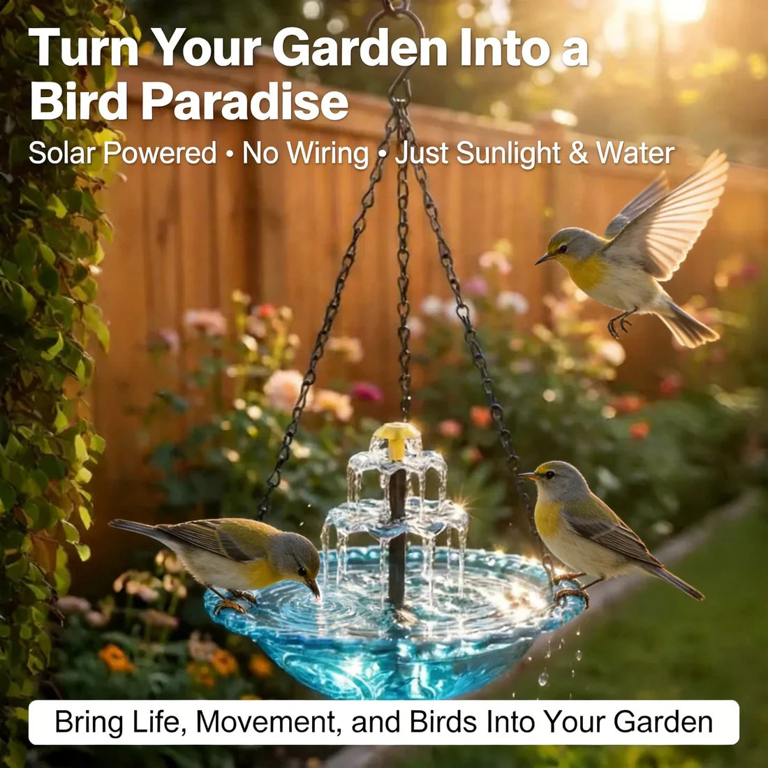 🎐☀Solar Cascade Hanging Bird Bath Fountain