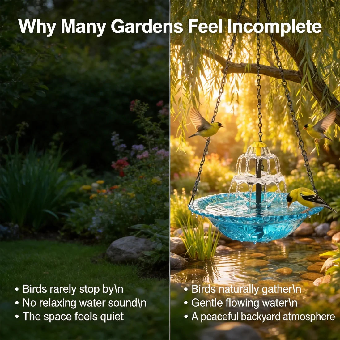 🎐☀Solar Cascade Hanging Bird Bath Fountain