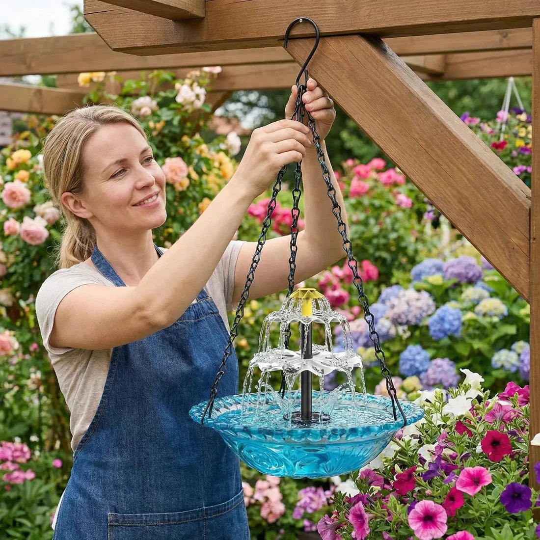 🎐☀Solar Cascade Hanging Bird Bath Fountain