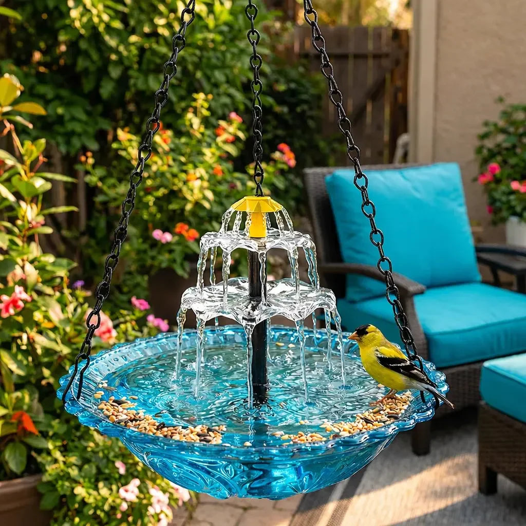 🎐☀Solar Cascade Hanging Bird Bath Fountain
