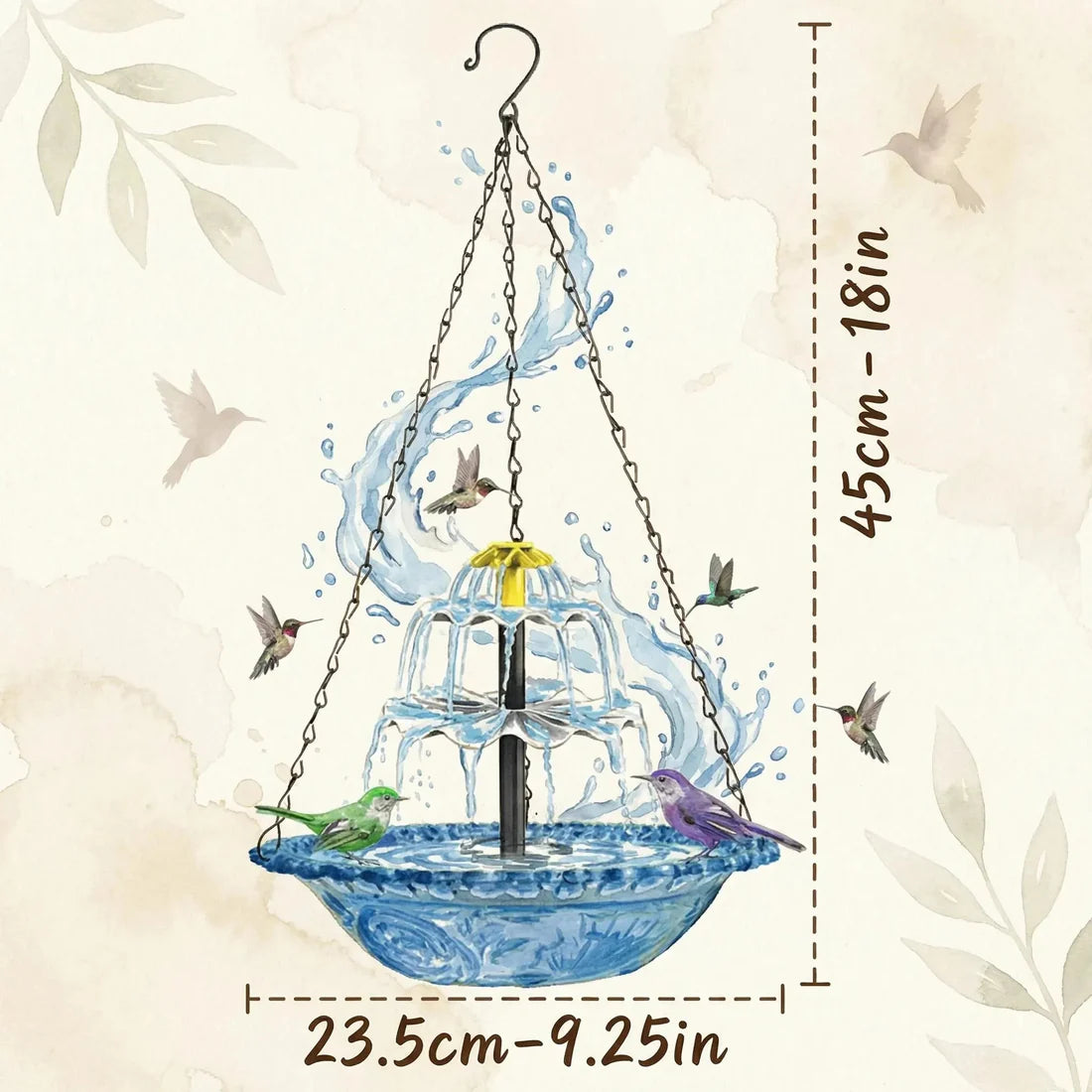 🎐☀Solar Cascade Hanging Bird Bath Fountain