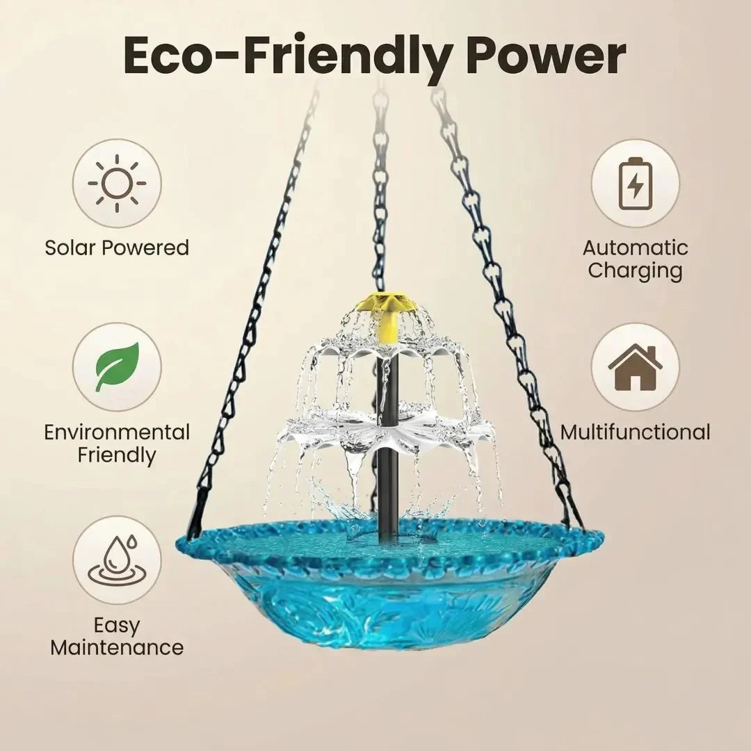 🎐☀Solar Cascade Hanging Bird Bath Fountain
