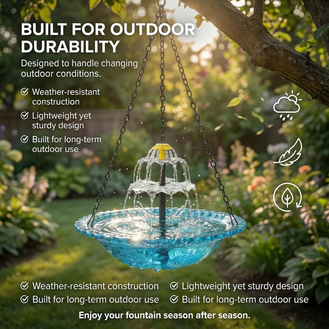 🎐☀Solar Cascade Hanging Bird Bath Fountain