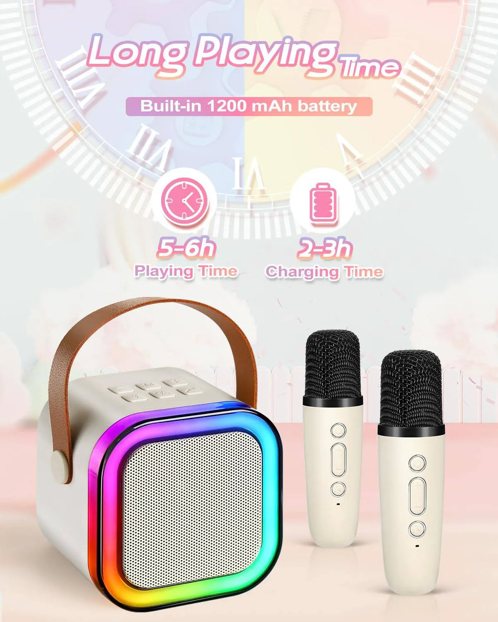 Wireless Karaoke Speaker + Bluetooth Mic Portable RGB Light Show | Home KTV On‑the‑Go