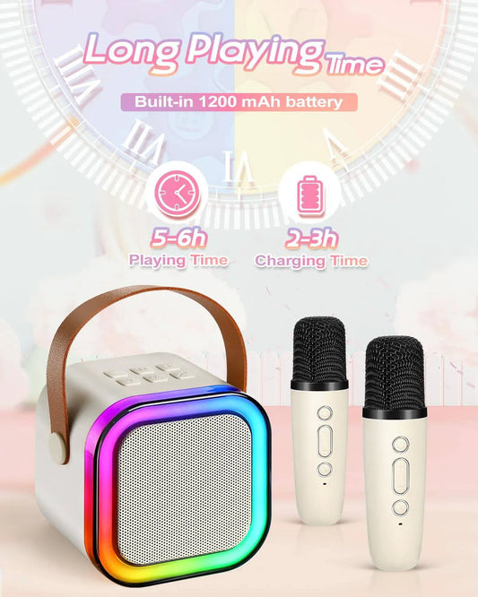 Wireless Karaoke Speaker + Bluetooth Mic Portable RGB Light Show | Home KTV On‑the‑Go